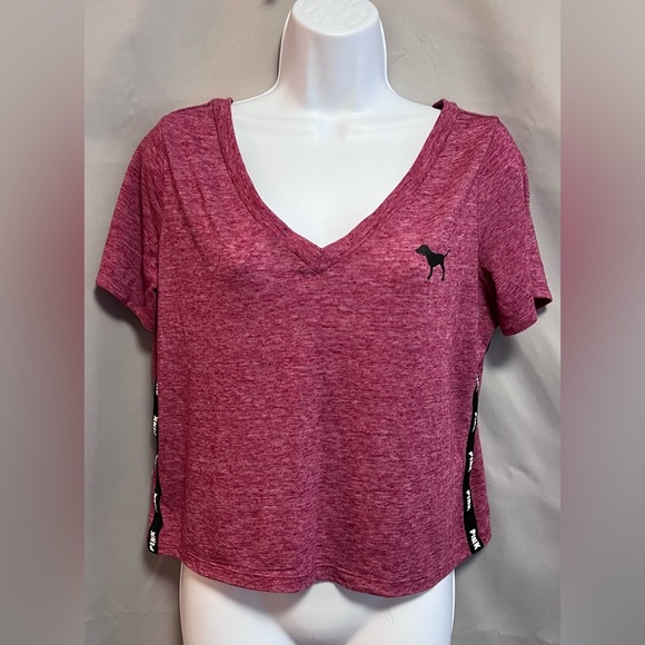 Victoria Secret PINK Cropped Double V-Neck T-Shirt‎ Sz XS - Picture 1 of 11